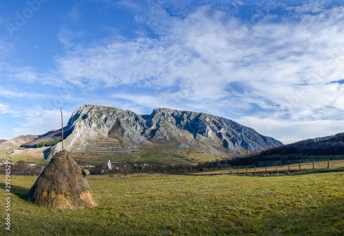 Sunny morning at Piatra Secuiului (Szekelyko) in Trascau Mountains, Transylvania, Romania photo