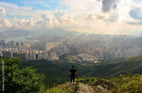 Hong Kong city view from Kowloon top mountain 