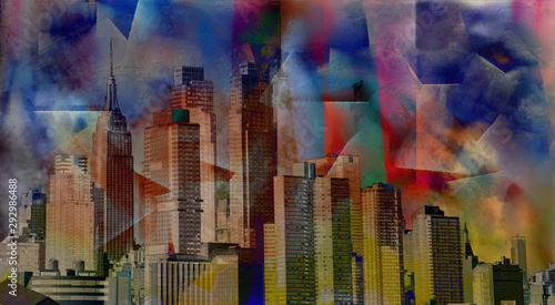 Manhattan view. Digital modern art