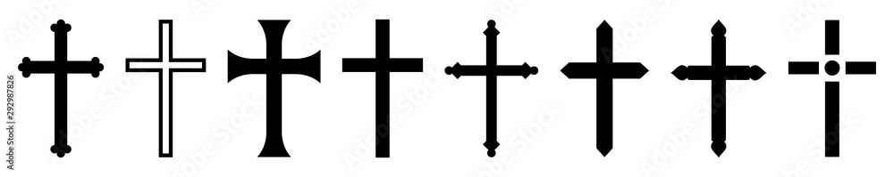 Christian cross icon collection. Vector illustration Stock Vector ...