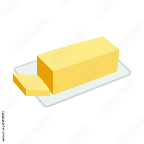 Stick of butter on plate emoji vector illustration
