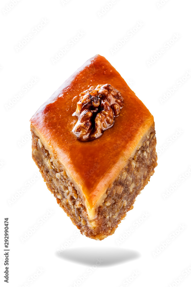 walnut baklava on a white isolated background walnut baklava on a white isolated background