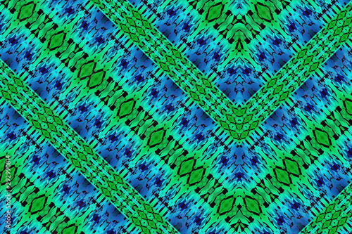 Textured African fabric  green and blue colors