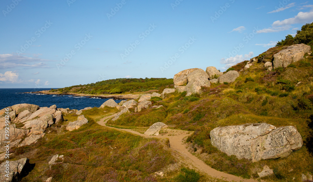 landscape with rocks and blue sky, Bornholm landscape with rocks and blue sky, Bornholm