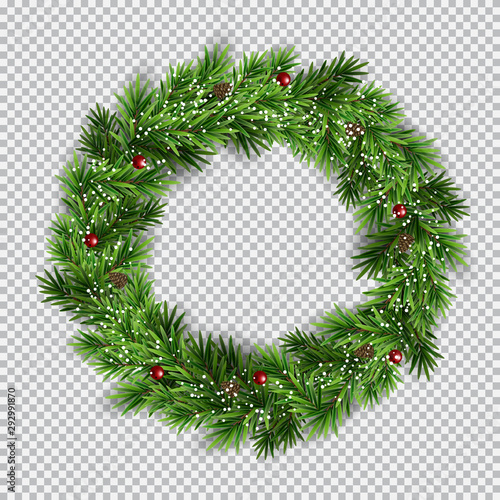 Christmas wreath on transparent background. Vector Illustration photo