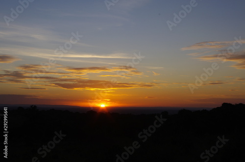 sunset at the National Park in Kenya