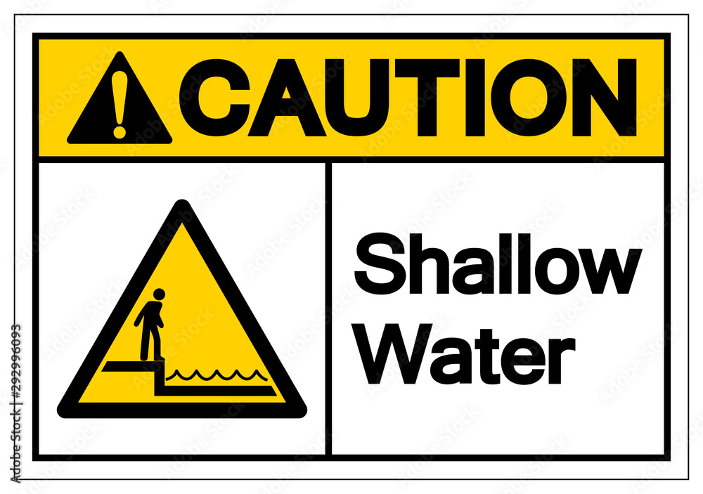 Caution Shallow Water Symbol Sign, Vector Illustration, Isolated On White Background Label .EPS10 Caution Shallow Water Symbol Sign, Vector Illustration, Isolated On White Background Label .EPS10
