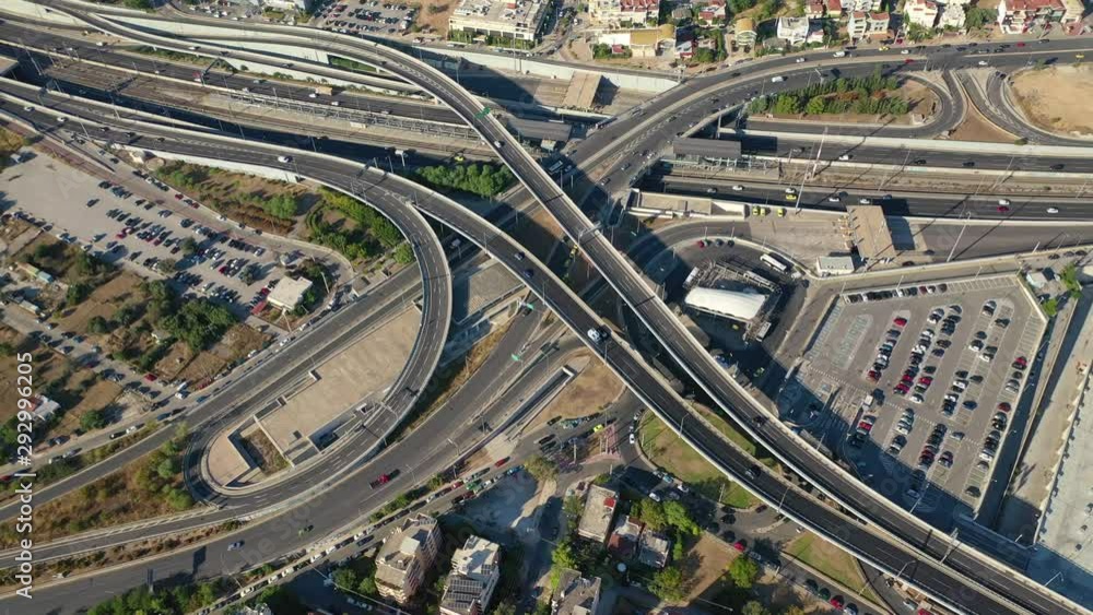 Aerial video of Attiki Odos multilevel junction highway leading to Athens International Airport Eleftherios Venizelos, Attica, Greece Aerial video of Attiki Odos multilevel junction highway leading to Athens International Airport Eleftherios Venizelos, Attica, Greece