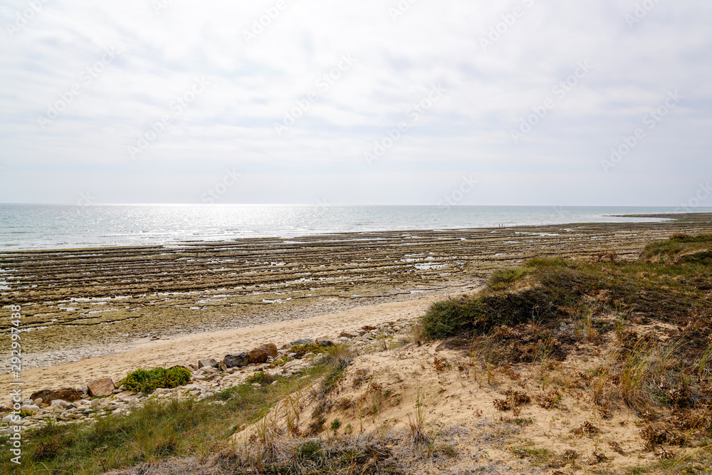 low tide Atlantic ocean littoral in Vendée France near Saint Vincent sur Jard