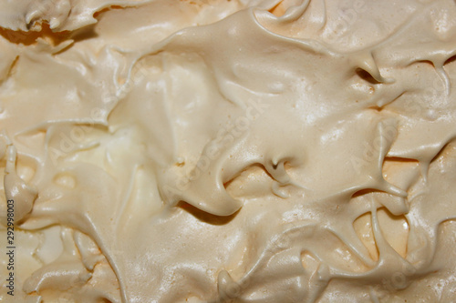 Plate with tasty meringue pie. closeup