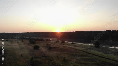 Wallpaper Mural Beautiful nature with fields on a foggy morning with beautiful light. Aerial view Torontodigital.ca