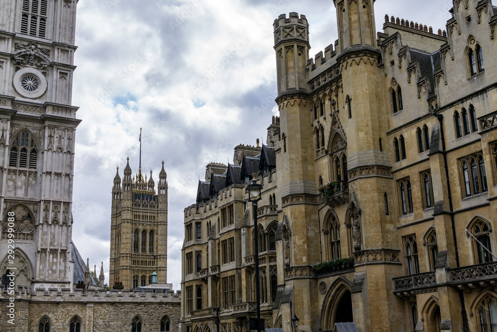 House of parliament tower and Westminster abbey, London, UK