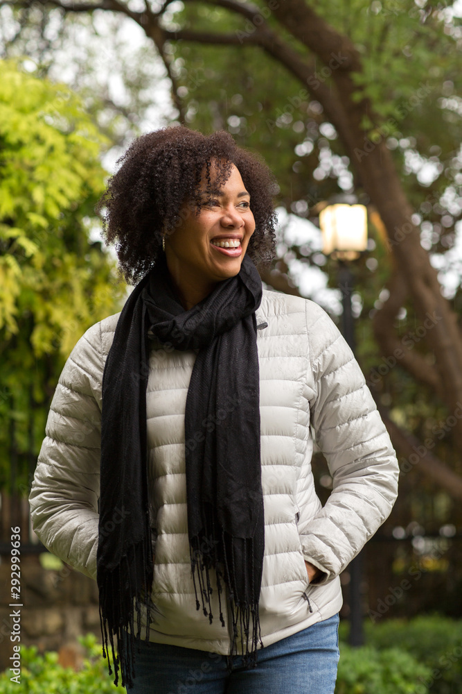 Confident Happy African American Woman Smiling Outside Confident Happy African American Woman Smiling Outside