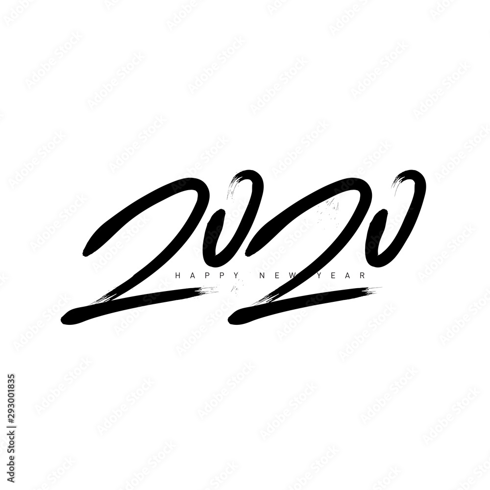 2020 greeting card. Happy New Year. Vector illustration. Black and white. 2020 greeting card. Happy New Year. Vector illustration. Black and white.