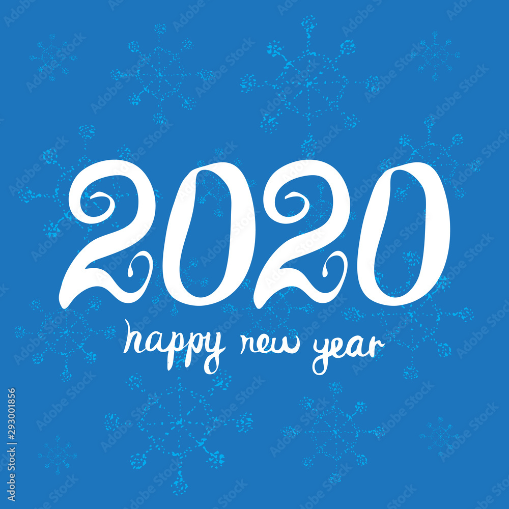 Greeting card design template. Happy new year 2020. Universal Vector background.