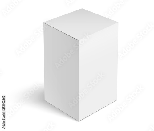 Packaging box mockup realistic for cosmetic or medical packaging isolated on white background. Vector illustration