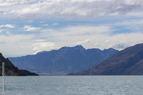 View of lake Wakatipu from a boat, Queenstown