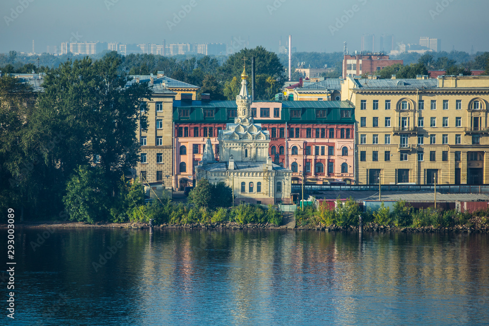 Old building near the river, St. Petersburg, RUSSIA
