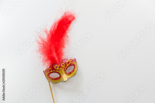 red golden venetian carnival decoration mask isolated on white background new year mardi grass costume party celebration 