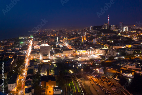 Aerial view of the night cityscape