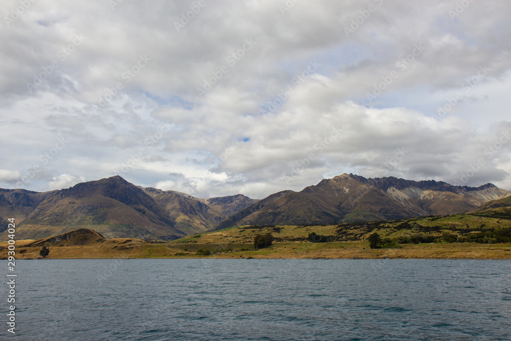 View of lake Wakatipu from a boat, Queenstown View of lake Wakatipu from a boat, Queenstown
