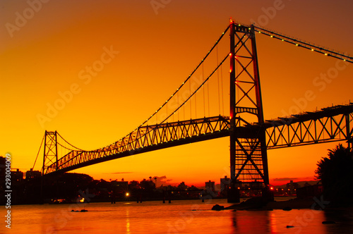 Hercilio Luz bridge in the sunset photo