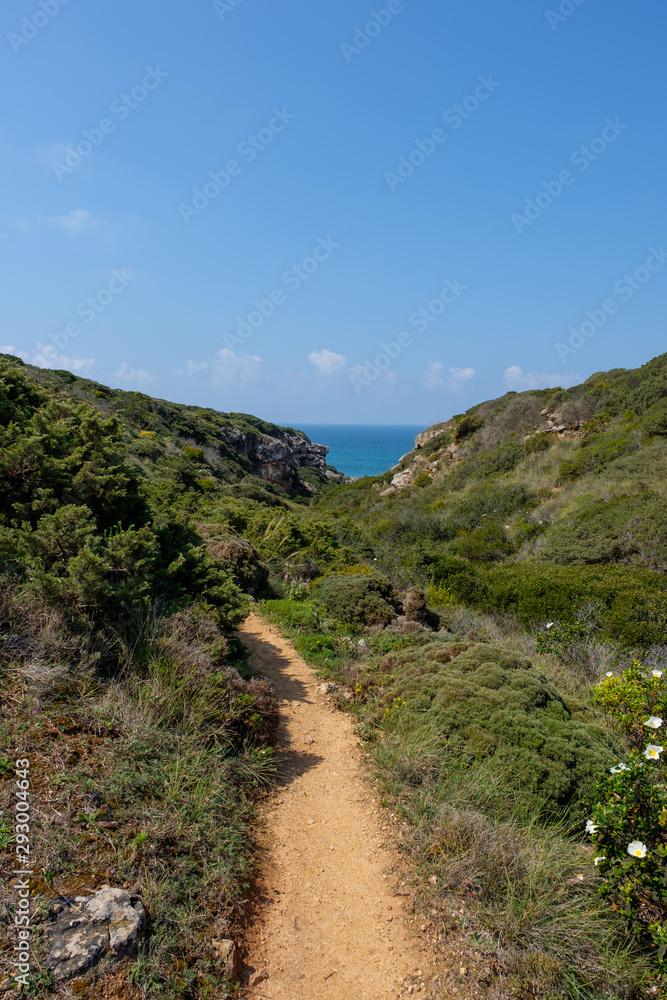 Küste, Klippen und Meer am Wanderweg „Rota Vicentina“ (Historischer Weg, Fischerweg) im Süden von Portugal Küste, Klippen und Meer am Wanderweg „Rota Vicentina“ (Historischer Weg, Fischerweg) im Süden von Portugal