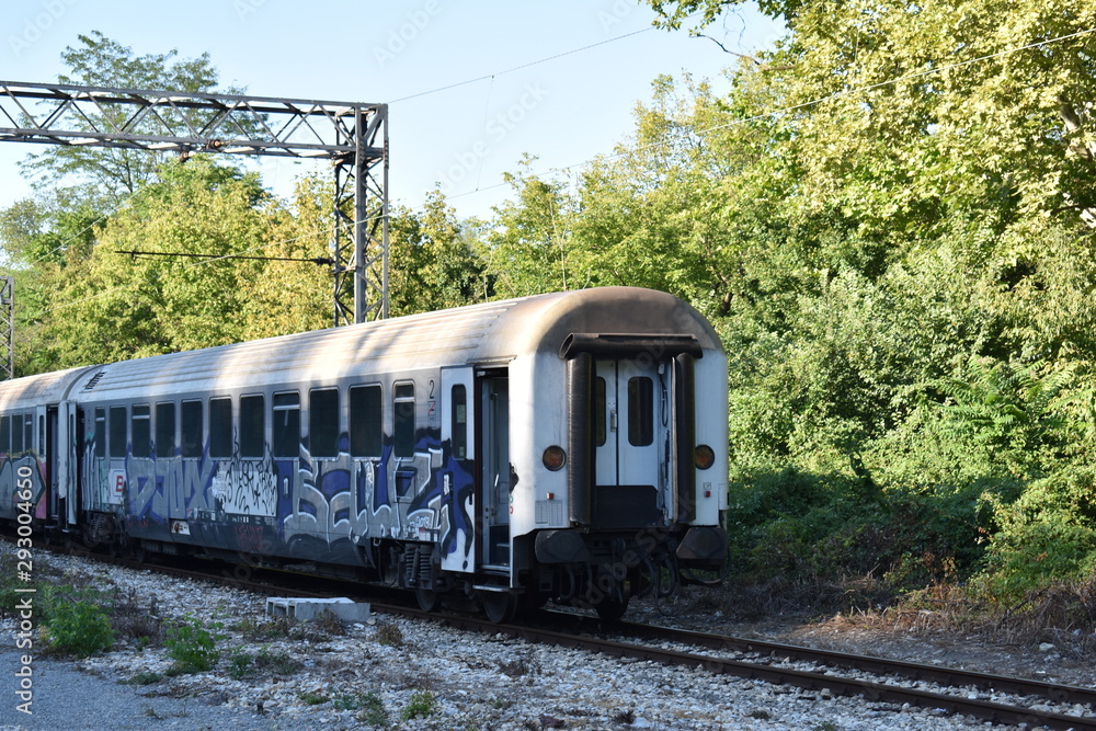 Naklejka premium train on the railway