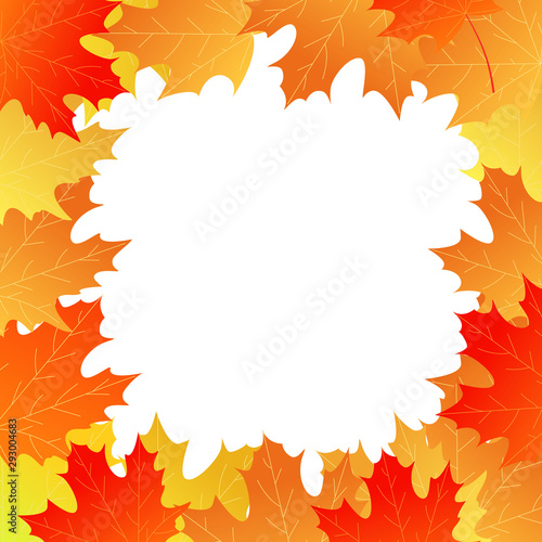Bright autumn maple leaf border.