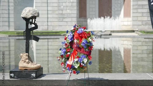Wreath and boot memorial at Arlington Cemetery