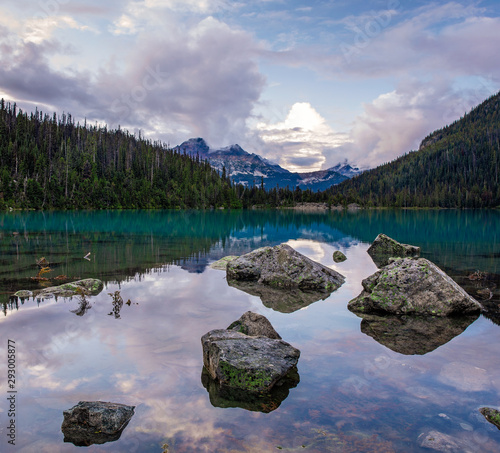 Scenic Mountain sunset view at Joffre Lake photo