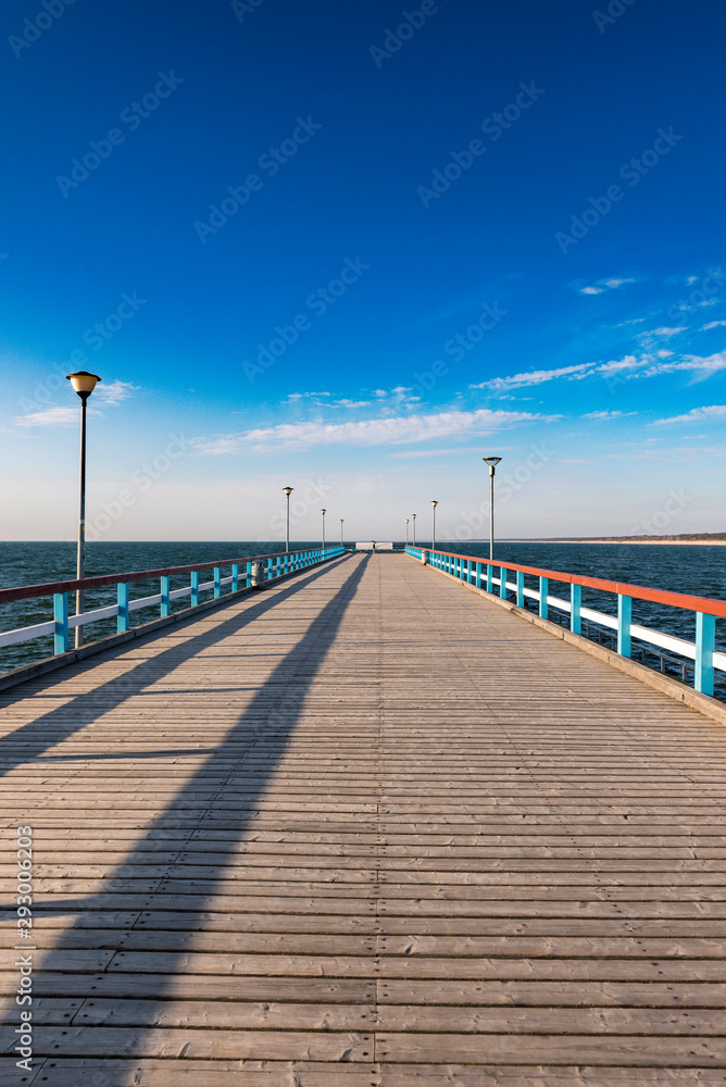 Pier in the city of Palanga, Lithuania. Baltic sea cost line.