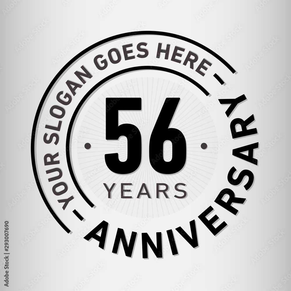 56 years anniversary logo template. Fifty-six years celebrating logotype. Vector and illustration.