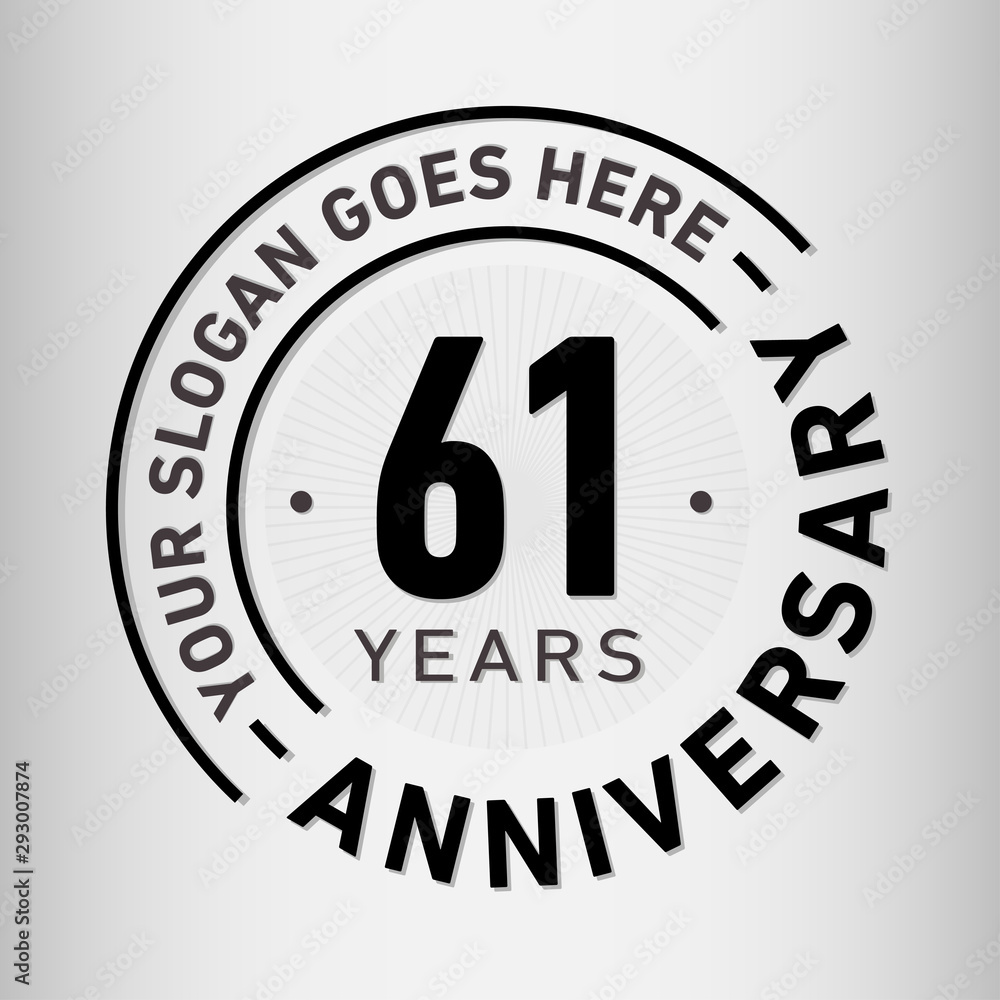 61 years anniversary logo template. Sixty-one years celebrating logotype. Vector and illustration.
