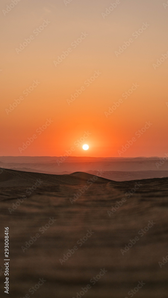 Sunset in Ica-Peru. Orange colors