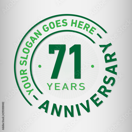 71 years anniversary logo template. Seventy-one years celebrating logotype. Vector and illustration.