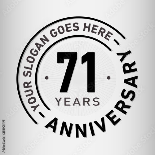 71 years anniversary logo template. Seventy-one years celebrating logotype. Vector and illustration.