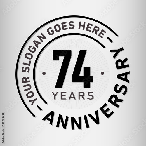 74 years anniversary logo template. Seventy-four years celebrating logotype. Vector and illustration.