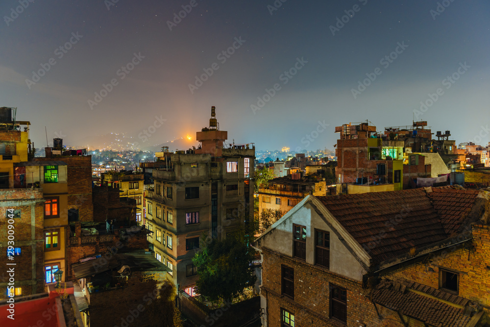 Kathmandu, Nepal. Kathmandu in night, long exposure photography.