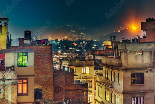 Kathmandu, Nepal. Kathmandu in night, long exposure photography.