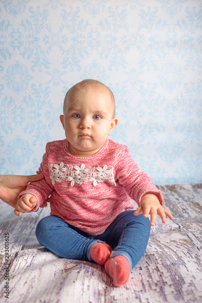 Fototapeta premium Portrait of adorable baby girl. Childhood