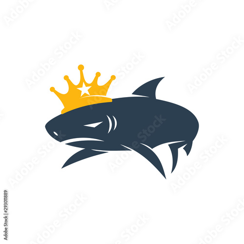 Shark King logo design vector isolated illustration template