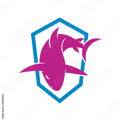 Shark Protection logo design isolated illustration template photo