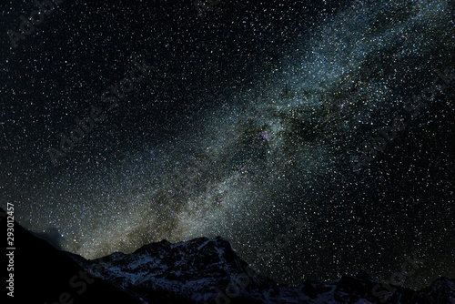 Night sky with stars in Himalayan mountains, Nepal.