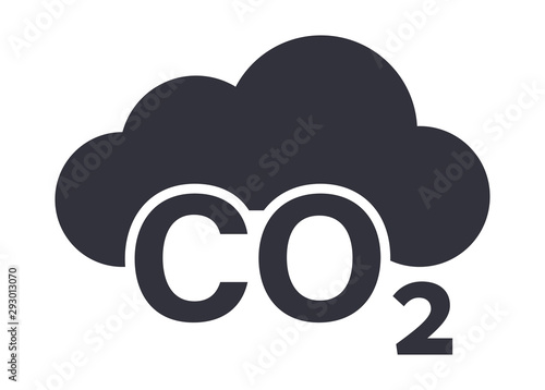 CO2 cloud symbol grey flat icon