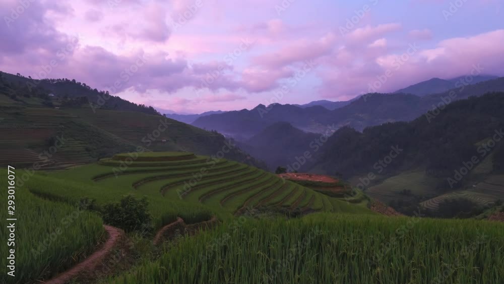 Time-lapse 4k: Vietnam landscapes. Rice fields on terraced of Mu Cang ...