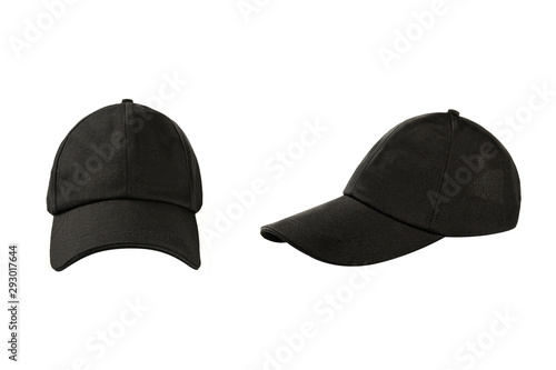 Black baseball cap isolated on white background
