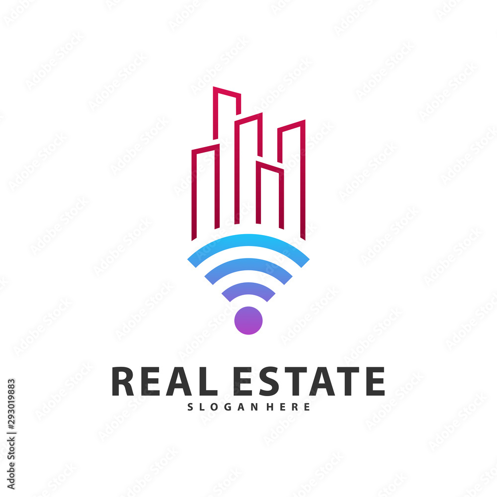 Smart Home Idea logo template, Tech City logo designs concept, Real Estate logo Vector Illustration