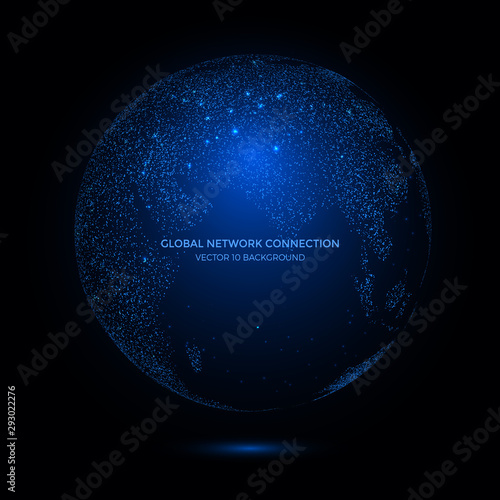 Connection lines Around Earth Globe. Communication technology for internet business.