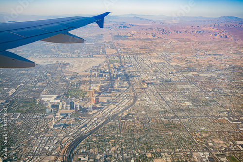 Aerial view of the famous cityscape of Las Vegas